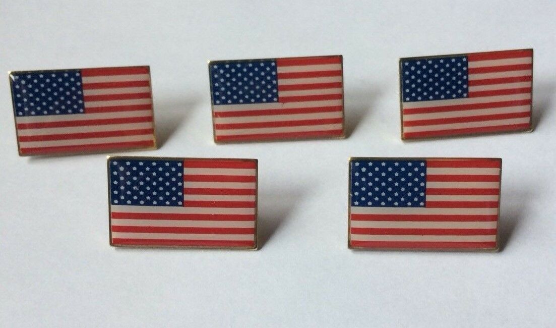 Lot Of 5 American Flag Lapel Pin *made In Usa* Hat Tie Tack Badge Pinback Vest