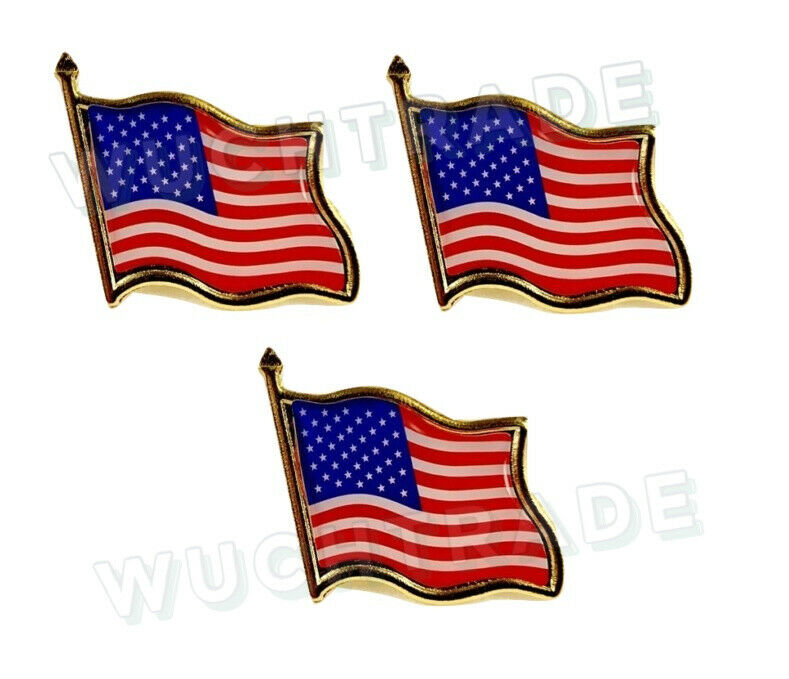 3pk American Flag Lapel Pin Usa Patriotic United States America Tie Tack Waving