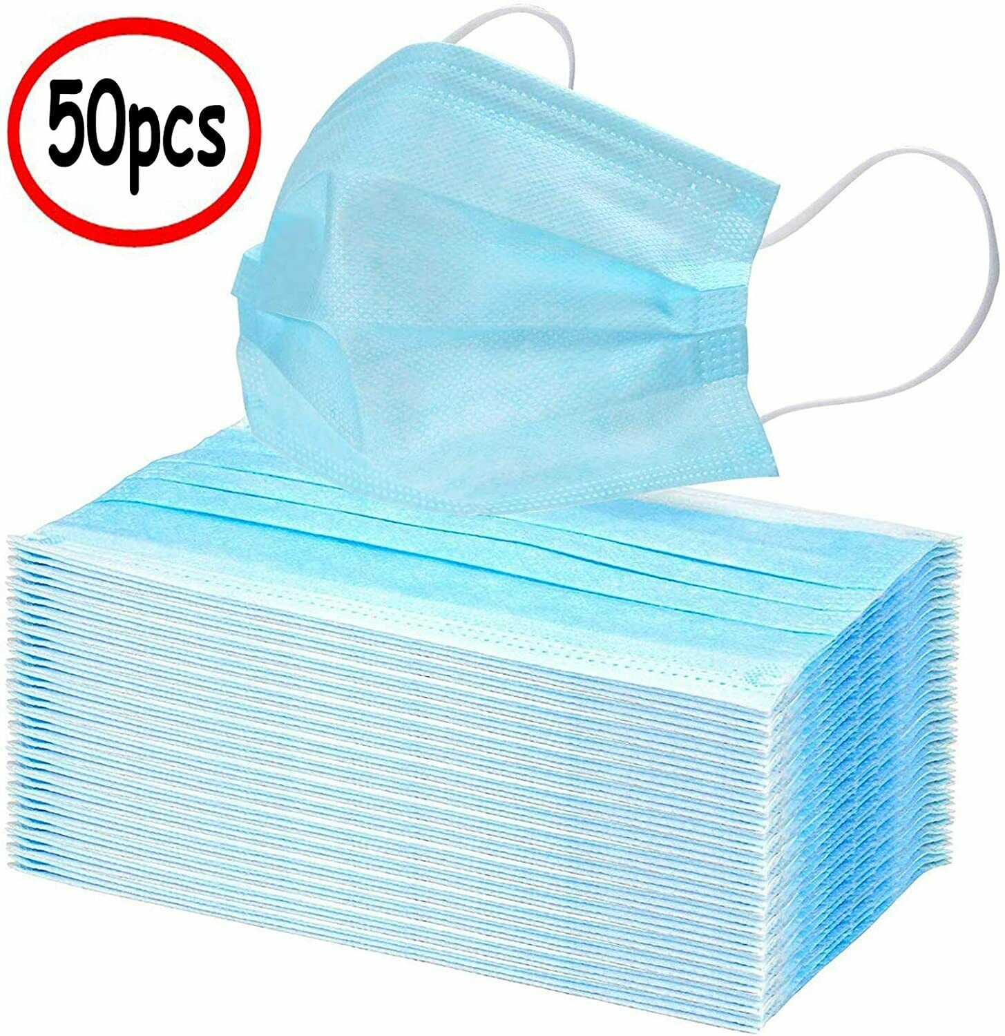 Face Mask Mouth & Nose Protector Respirator Masks With Filter Lot 50 Pcs
